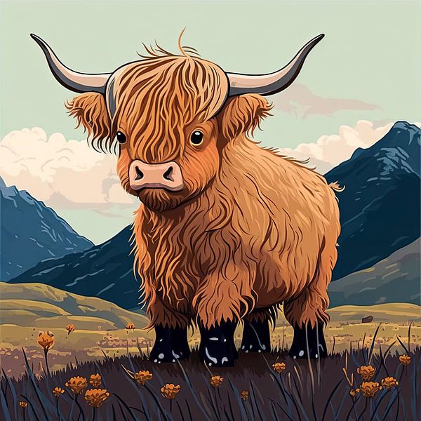 Schottischer Highlander im Feld von Harvey Hicks