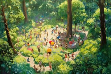 Peinture d'été | Vacances en forêt | Peinture ensoleillée pour vous rendre heureux sur Tableaux ARTEO
