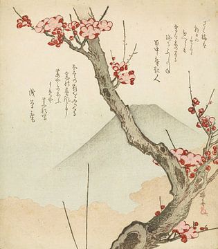 Berg Fuji und eine blühende Pflaume, Teisai Hokuba, um 1825