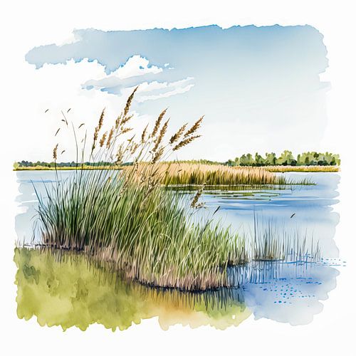 Roseaux au bord d'un lac