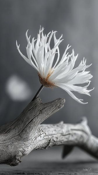 Treibholz mit Blumen von Gelissen Artworks