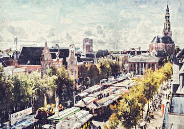 Groningen market (painting) by Bert Hooijer