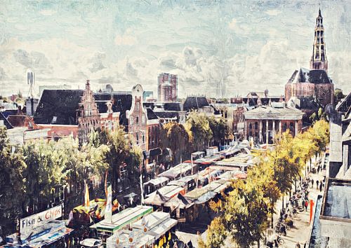 Groninger Markt (Gemälde) von Bert Hooijer