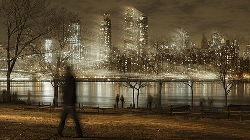 The River shrouded in veils of the city.