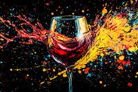 Bunte Wein- und Glasexplosion