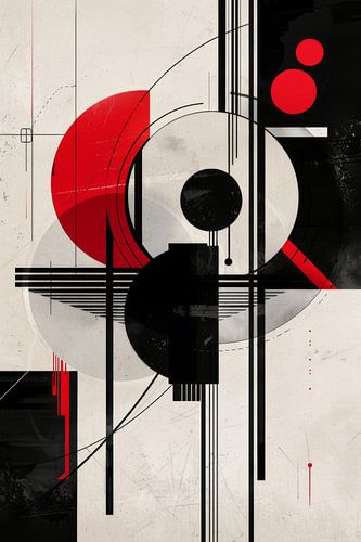 Dynamische cirkels - Abstracte beweging in zwart, rood en wit