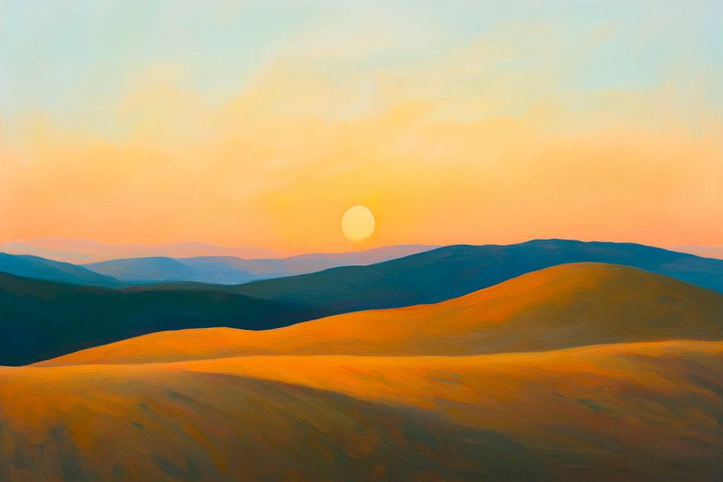 Landschap bij zonsondergang van Poster Art Shop