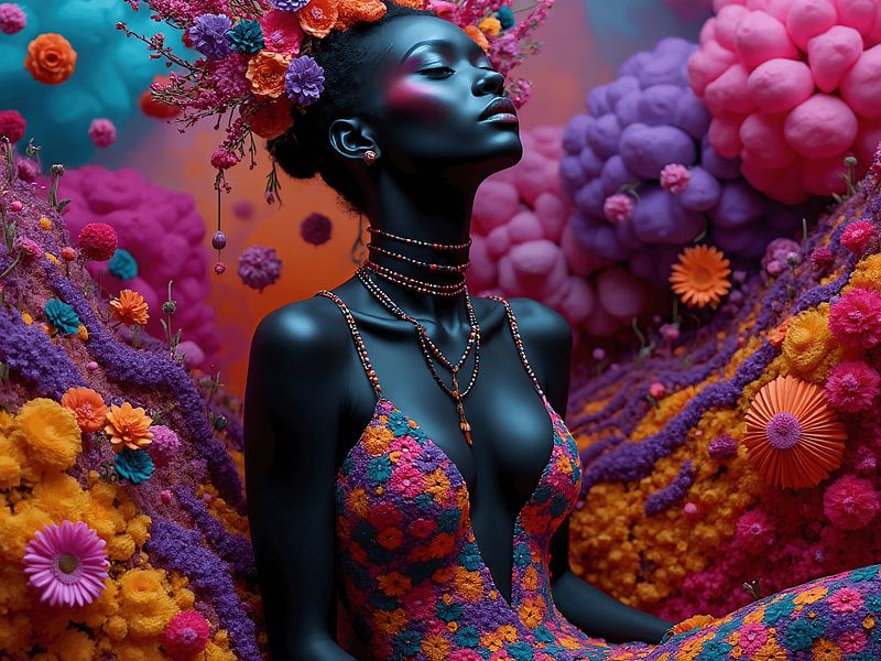 Mooie donkere vrouw met veel kleur van The Photo Artist