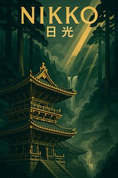 Forêt sacrée de Nikko - Temple de la pagode d'or Impression d'art