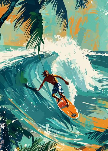 Un homme avec les vagues