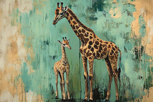 Abstracte giraffen in kunstwerk