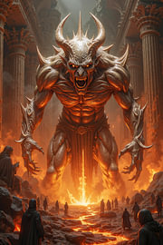 Dark Fantasy Gothic Wall Art: ZORAKTHALON - The Devil Appears to His Devoted Satanists During a Ritu by INFERAURUM