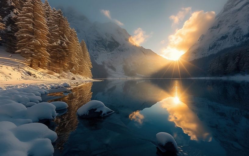 Sonnenaufgang über winterlicher Natur von fernlichtsicht