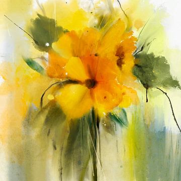 Yellow flowers from my garden. van annemiek art
