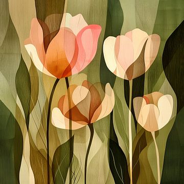 Tulipes dessin abstrait sur Dakota Wall Art