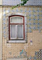 Wall in Lisbon with beautiful tiles