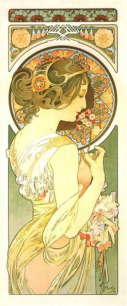 Stilvolle Malerei Lady Lady Woman - Jugendstil-Malerei Mucha Jugendstil von Alphonse Mucha