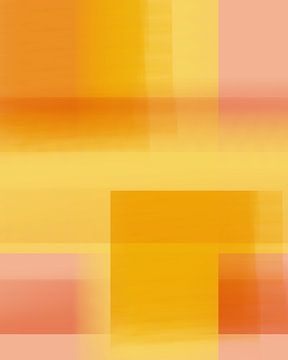 Abstract color blocks in bright pastels. Yellow and salmon. by Dina Dankers