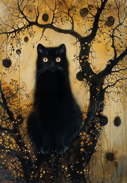 Schwarze Katze auf dem Baum von TheXclusive Art