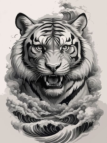 Fierce Monochrome Tiger by Rizal Azhari