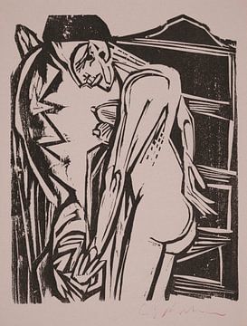 Ernst Ludwig Kirchner, Vrouwelijk naakt voor een kabinet, 1916