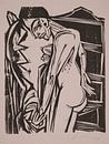 Ernst Ludwig Kirchner, Vrouwelijk naakt voor een kabinet, 1916 van Atelier Liesjes thumbnail