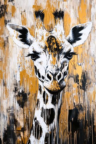 Abstract giraffe schilderij op doek