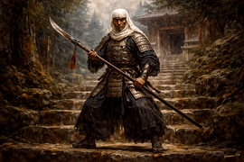 Japanse krijger-monnik – Sōhei – met naginata – Japanse kunstcollectie