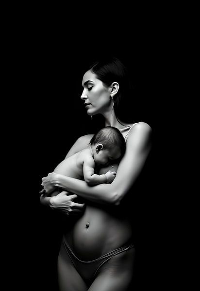 Mother with child in black and white by Egon Zitter