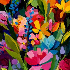 Abstract Vibrant Colorful Flowers by IamHome Studio