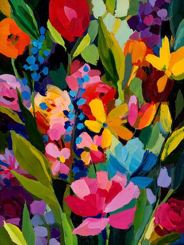 Abstract Vibrant Colorful Flowers