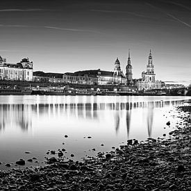 Dresden Old Town Skyline - Black & White by Frank Herrmann