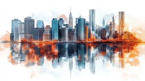 peinture à l'huile réflexion sur la ville