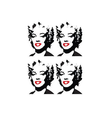 Marilyn monroe drawing black white with red lips by sarp demirel