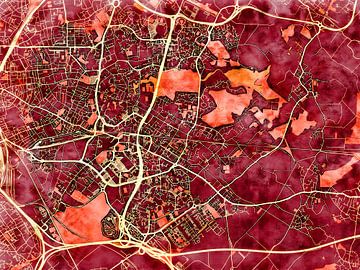 Kaart van Villeneuve-d'Ascq in de stijl 'Amber Autumn' van Maporia