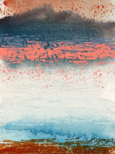 Abstrakte Aquarell minimalistische Malerei. Berge. von Dina Dankers