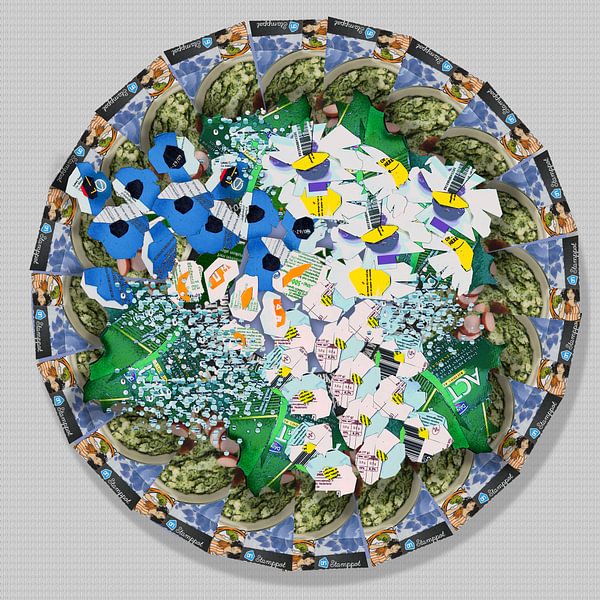 Grieks bord met snipperbloemen van Ruud van Koningsbrugge