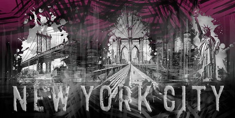 NEW YORK CITY Collage | Panorama | roze par Melanie Viola