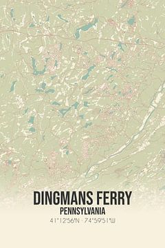 Vintage landkaart van Dingmans Ferry (Pennsylvania), USA. van Rezona