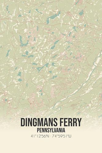 Alte Karte von Dingmans Ferry (Pennsylvania), USA.