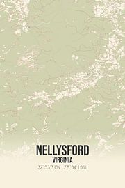 Carte ancienne de Nellysford (Virginie), USA. sur Affiches de lieux