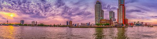 Rotterdam - Euromast and Wilhelmina quay in sunset