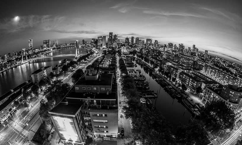 Rotterdam de nuit Noir et Blanc par Guido Pijper