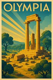 Olympía Oude Ruïnes Poster - Art Deco Muurkunst van Travel Shop
