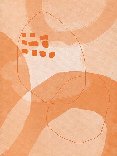 Abstracte vormen en lijnen in oranje, licht terracotta, perzik en wit nr. 5
