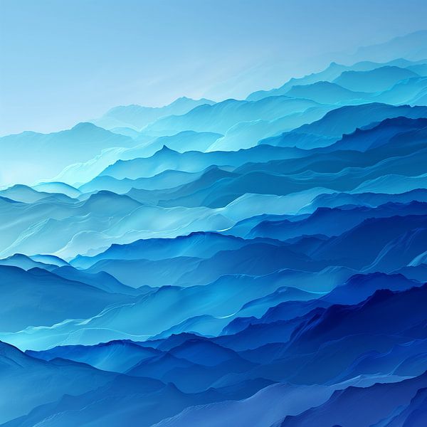 Undulating Mountains in Blue Serenity by Color Square