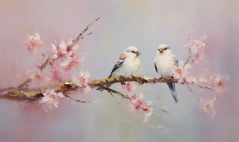 White cherry blossom birds by Bianca ter Riet