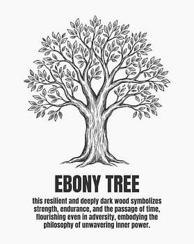 Affiche minimaliste représentant un ébène en dessin au trait - édition blanche