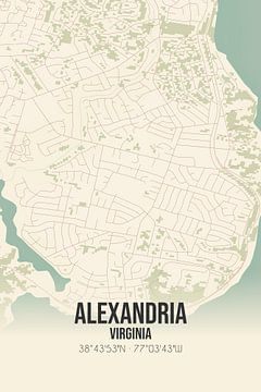 Carte d'époque d'Alexandria (Virginie), USA. sur Rezona