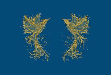 Golden Phoenix Tweeling Blauw van Sebastian Grafmann